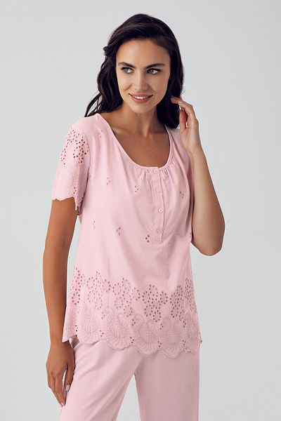 Artış Powder Cotton Voile Maternity Pajamas Set-10215