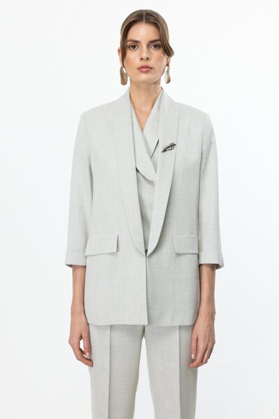 Ekol Ceket Yaka Broşlu Ceket