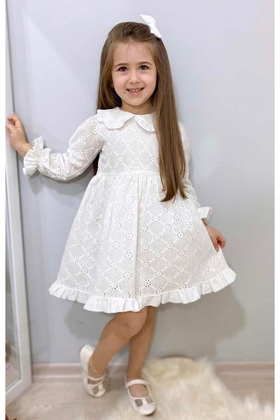 Pinkitokids Ece Scalloped Girl's Dress-Long
