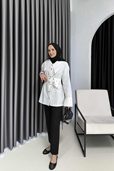 Melike Tatar Snap Fastener Poplin Shirt 3-2267