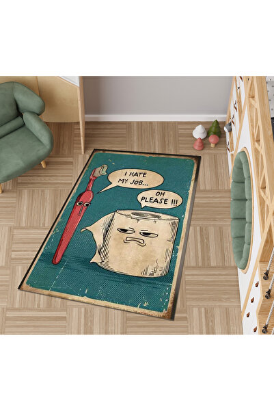 Rugs Modern Halı Alya Koleksiyonu Diş Fırçası ve Yazı Detaylı Dokuma Taban Dekoratif Halı alya92