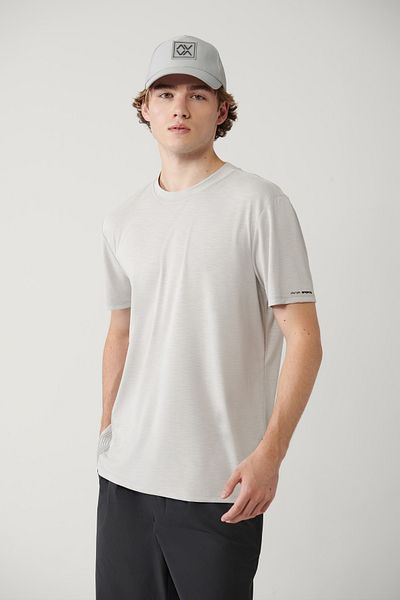 Avva Tricou pentru bărbați, gri, cu decolteu rotund, imprimat cu atingere moale A41y1032