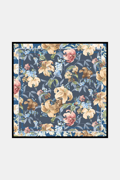 Vakko ANTRASİT ÇİÇEK DESENLİ TWILL EŞARP