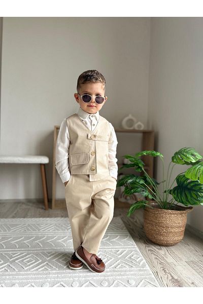 favorimkids Premium Cream Suit Shirt Included (Long Sleeve)