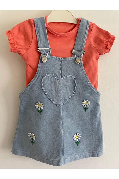 caliskanonline Daisy Patterned Summer Baby Girl Salopet Skirt