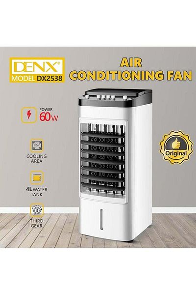 Denx مروحة تكييف هواء 60 واط خزان مياه 4 لتر مع 3 تروس DX2538