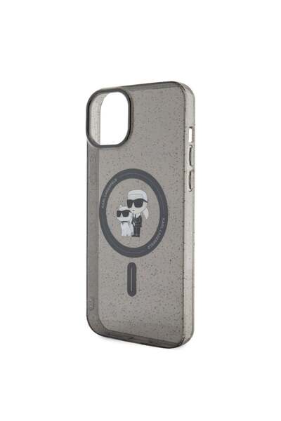Karl Lagerfeld Θήκη MagSafe με γκλίτερ για iPhone 15 Plus / iPhone 14 Plus, Karl Lagerfeld - Μαύρη Karl & Choupette