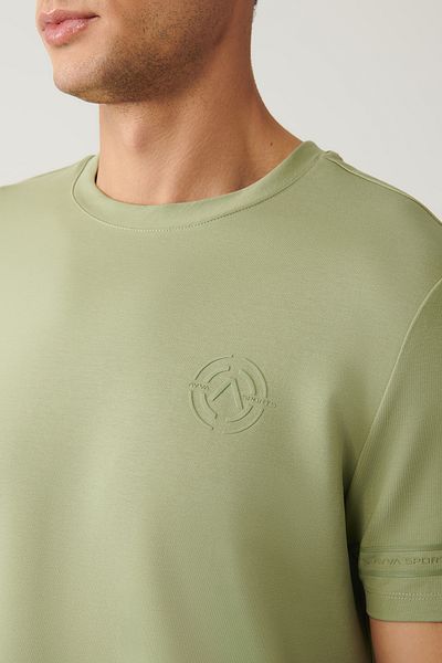 Avva Ανδρικό μπλουζάκι Water Green Crew Neck Jersey με στάμπα A41y1107