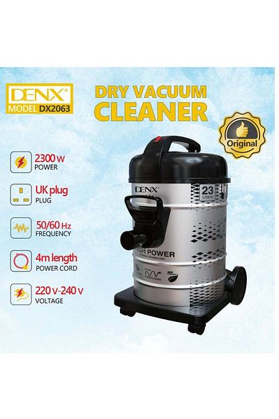 Denx مكنسة كهربائية للتنظيف الجاف DX2063 بقوة 2300 واط وسعة 23 لترًا