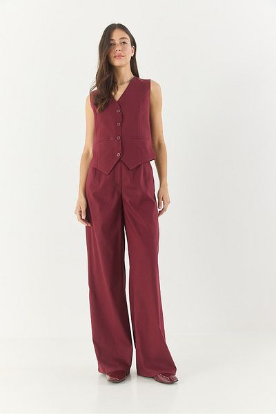Bianco Lucci Damen-Weste mit klassischem Schnitt und Hose mit hoher Taille, Stoff-Unter-Oberteil-Anzug 9270 60281048
