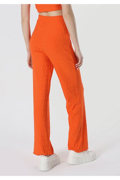 Colin's Pantaloni de sport portocalii pentru femei, jacquard, slim fit, cu talie medie
