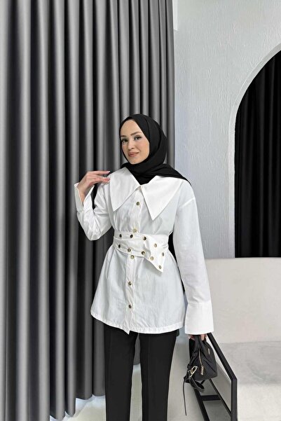 Melike Tatar Snap Fastener Poplin Shirt 3-2267