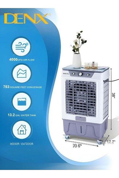 Denx مبرد هواء صحراوي محمول بثلاث سرعات 60 لتر 220 فولت 210 واط مساحة تبريد 90 متر