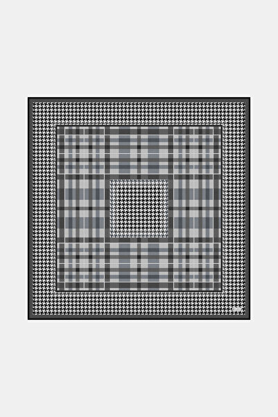 Vakko Twill İpek Eşarp - 40715 - Koyu Gri Siyah