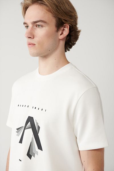 Avva Men's White Crew Neck Printed Interlock T-Shirt A41Y1199
