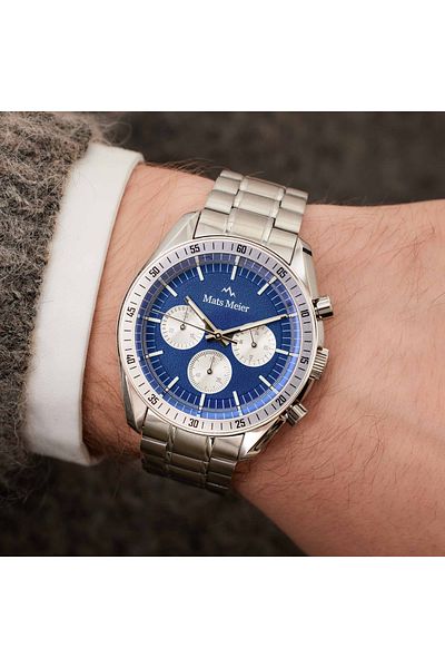 Mats Meier Arosa Racing Chronograaf Herrenuhr Silberfarbene Und Blauw Mm50014