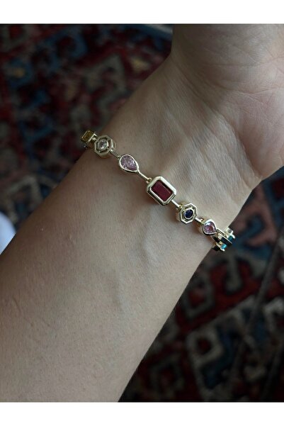 mysteriajewelry Colorful Stone 7 Element Melis Goral Steel Bracelet Model