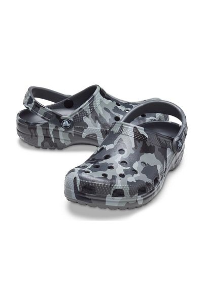 Crocs شبشب كلاسيكي بطبعة مموهة للجنسين -206454 شريحة رمادية/متعددة