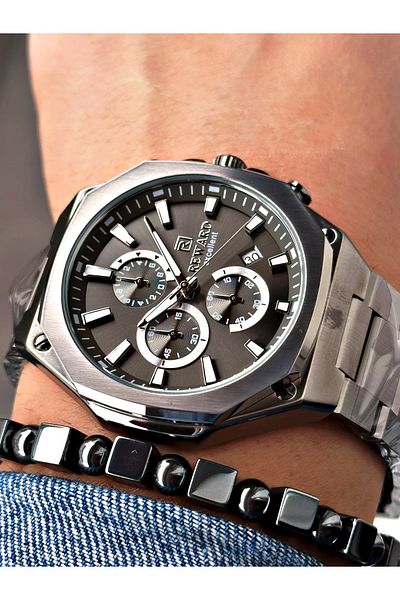 Reward Smoked Color Square Model Functional Men's Wristwatch + Bracelet with Gift
