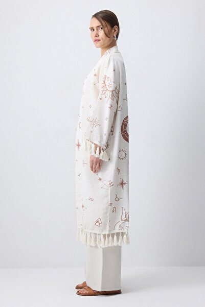 Touché Privé PÜSKÜL DETAYLI DESENLİ KİMONO