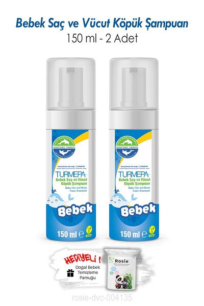 Turmepa 2 Pieces Baby Hair and Body Foam Shampoo 150 ml and Rosie
