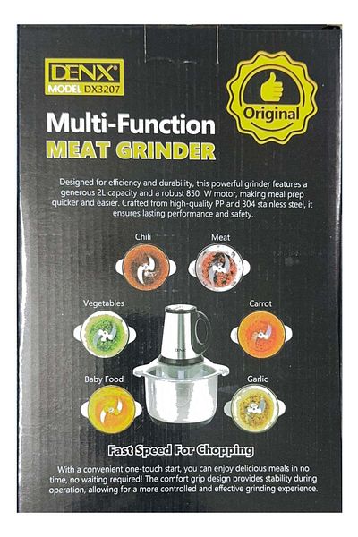 Denx 2 Liter Stainless Steel Electric Meat Grinder and Vegetable Slicer, Electric Meat Chopper Grinder