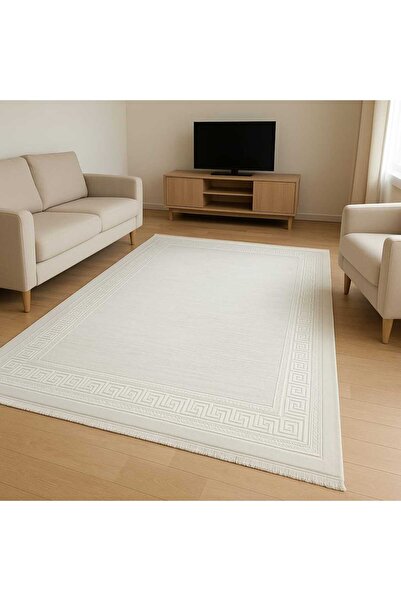 KARAR HALI Krem Renginde Modern Dokulu Şık Salon Halısı
