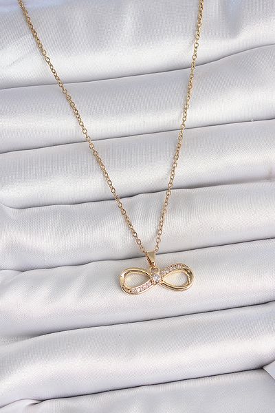 BESKAR 316L Steel Gold Color Chain Zircon Stone Infinity Model Women's Necklace
