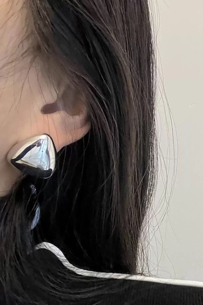 CAŞ DEKORASYON Silver Color Steel Earrings (Pair)