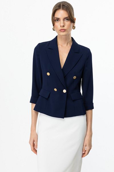 Ekol Double Breasted Collar Double Sleeve Jacket