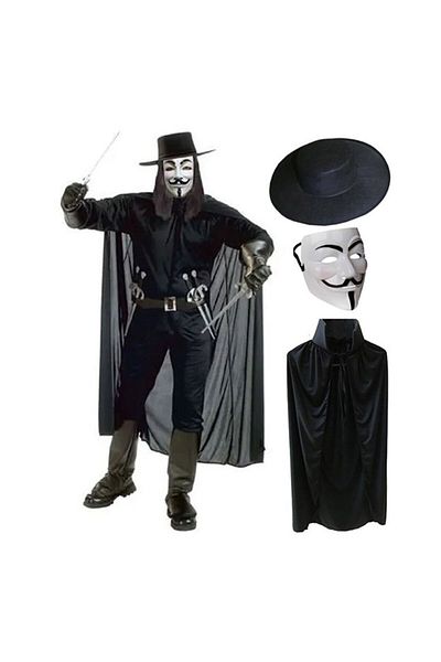 Skygo V For Vendetta Mask Hat and Cloak Costume Set Adult Size