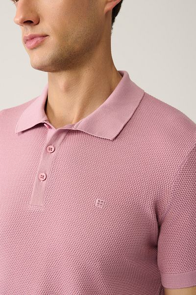 Avva Ανδρικό μπλουζάκι πόλο με 3 κουμπιά ροζ Soft Touch