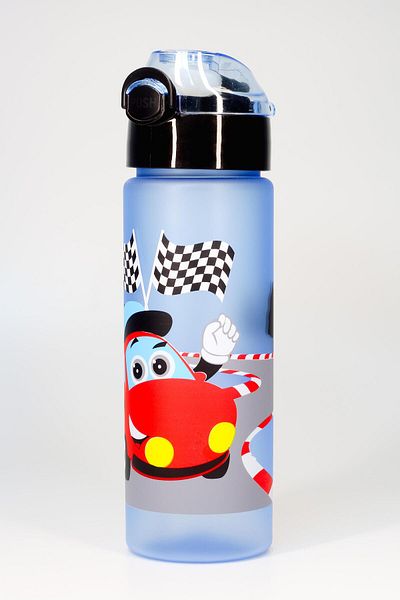 Telvesse Children's Water Bottle Tritan Straw Water Bottle School Water Bottle with Carriage Straw Bpa-Free 550 ml Blue T0101