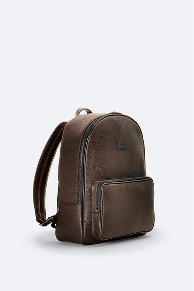 Avva Men's Brown Zipper Backpack A32Y9109