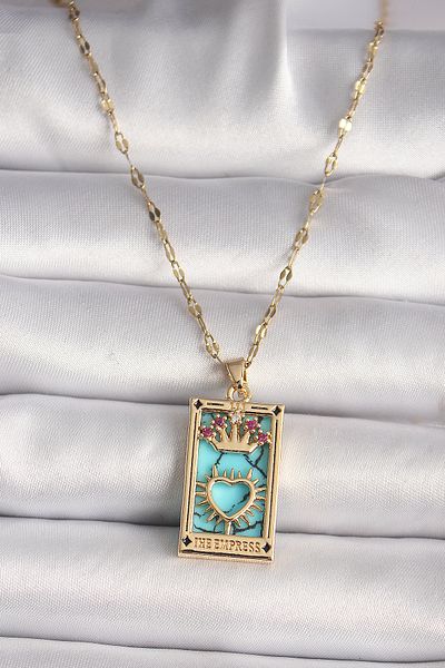 Skygo 316L Gold Color Pink Zircon Stone Crown Heart Portrait Model Women's Necklace - Tj-Bko9670