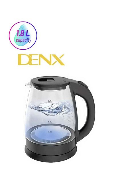 Denx غلاية كهربائية زجاجية سعة 1.8 لتر 1500 واط