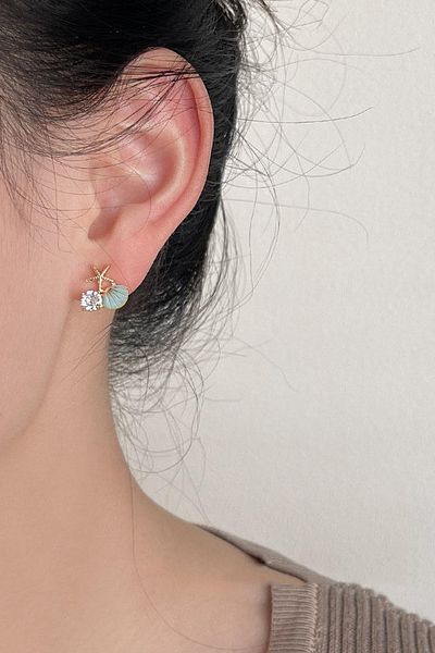 Glaren Turquoise Sea Themed Minimal Gold Color Women's Earrings