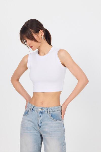 Rays White Crew Neck Crop Tank Top 9189m