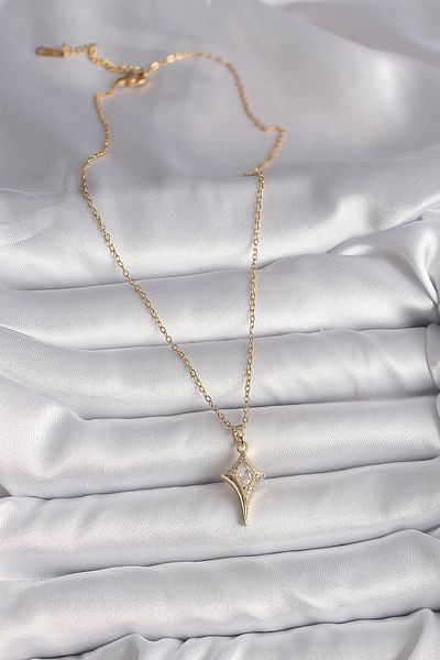 Skygo 316L Steel Gold Color Chain Zircon Stone North Star Model Women's Necklace - Tj-Bko9715