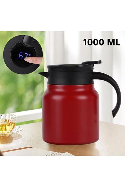 MIBRU Thermal vaccum jug SS304 1000ml with strain red