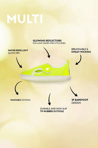 HOPFRÖG Детски боси обувки Multi Neon Mix Yellow