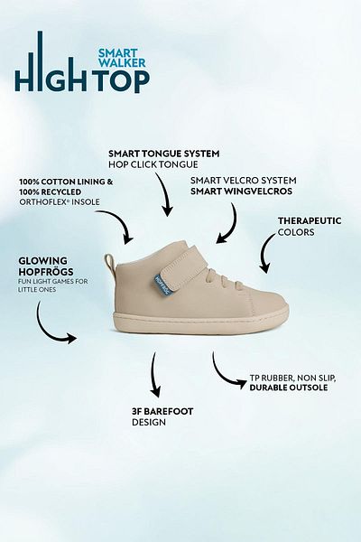 HOPFRÖG Μπεζ Smart Walker High Top - Super Matte Barefoot Παιδικές Μπότες