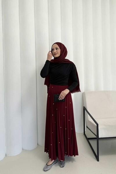 Melike Tatar Stone Pleated Skirt 32-3541