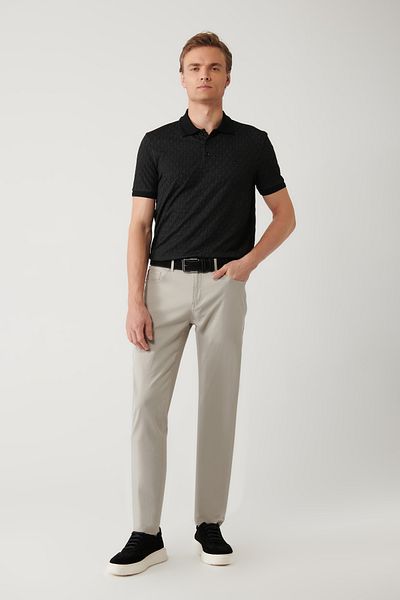Avva Men's Stone Slim Fit Classic Waist 5 Pocket Trousers A41Y3071