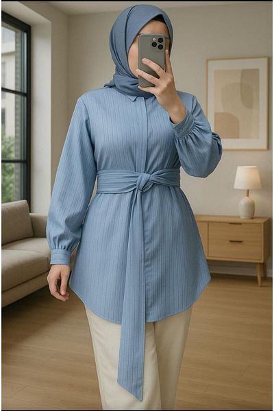 Butik Γυναικείο πουκάμισο Hijab με λεπτομέρεια Cummerbund