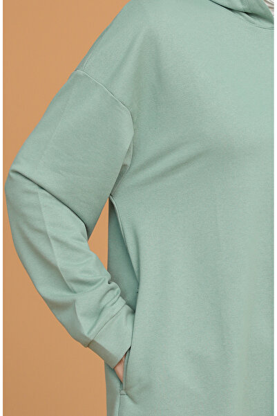 sefamerve Αθλητικό χιτώνα με πράσινη κουκούλα - 3007-05