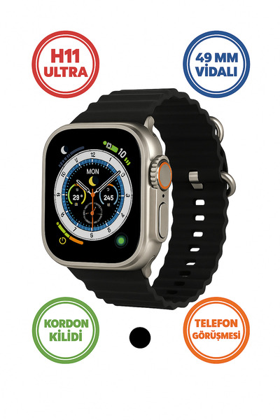 qasul Smart Watch H11 ULTA 49mm Metal Kasa Akıllı Saat Çift Kordonlu