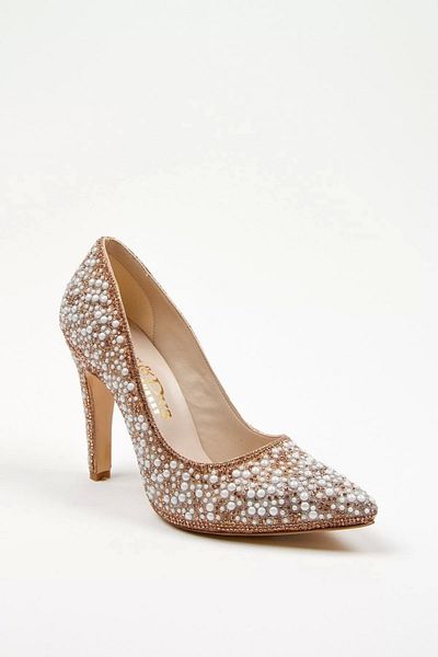 PayBuy Women's Fashion Stylish Gold Full Pearl Mirrored Classic Wedding Engagement Evening Evening Dress Shoes