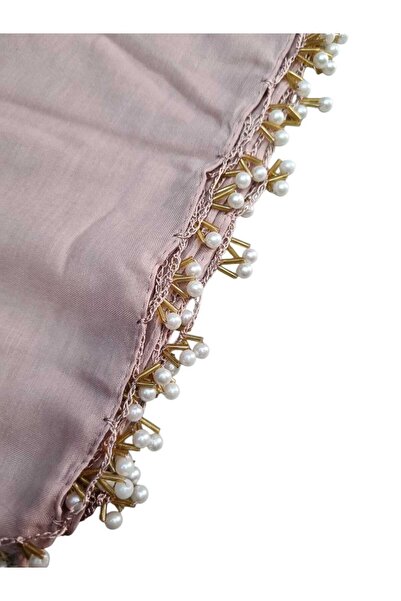 BENLİ Μαργαριτάρι Χάντρες Χρυσό Χειροποίητο Κασκόλ Γράψιμο 100x100cm