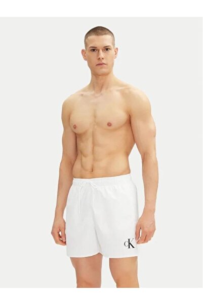 Calvin Klein Erkek Beyaz Deniz Şortu KM0KM01101 YCD